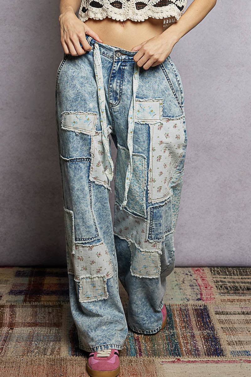 Spring Denim Mix Pants