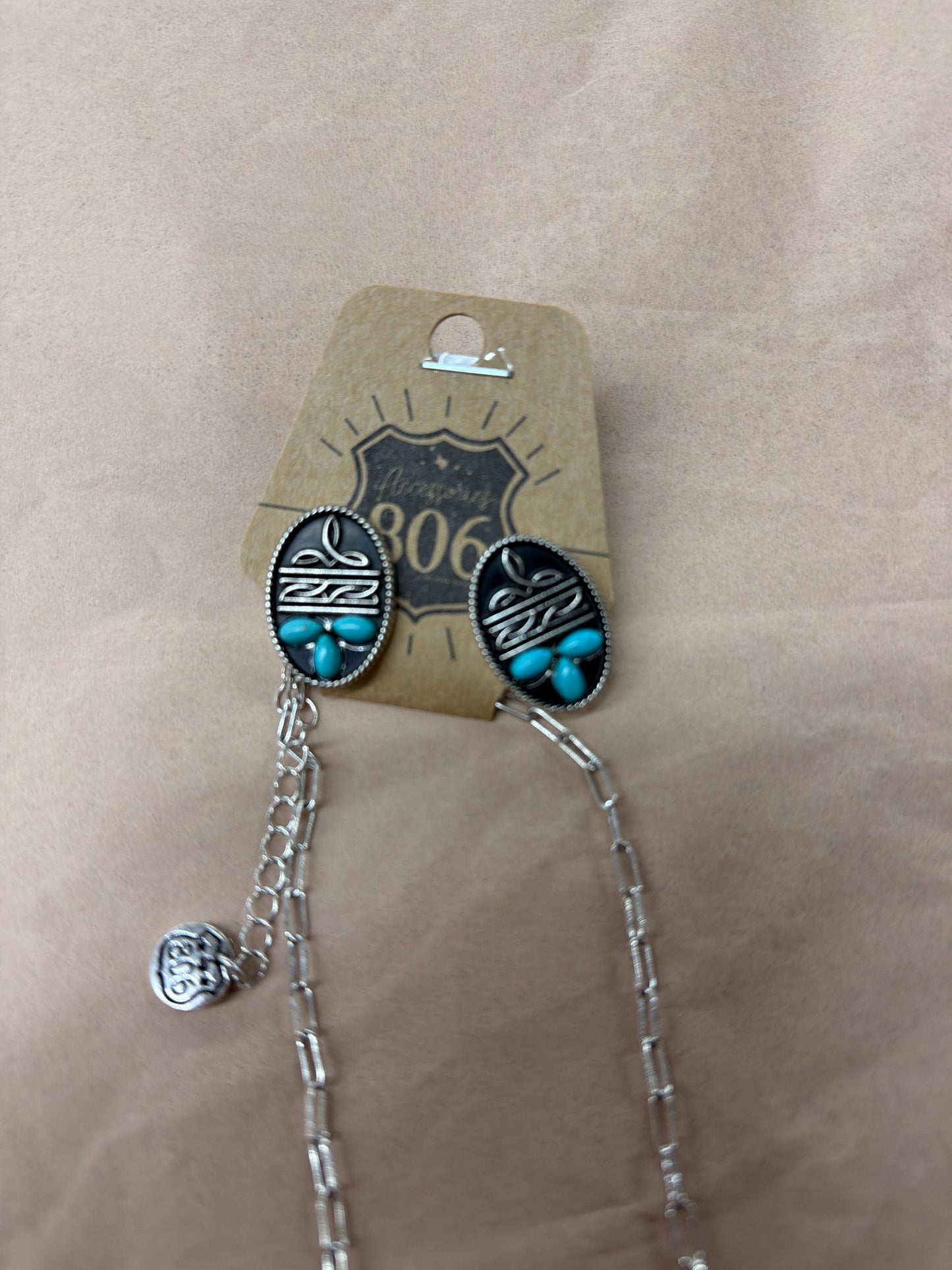 Boot Stitch Necklace and Earring Set