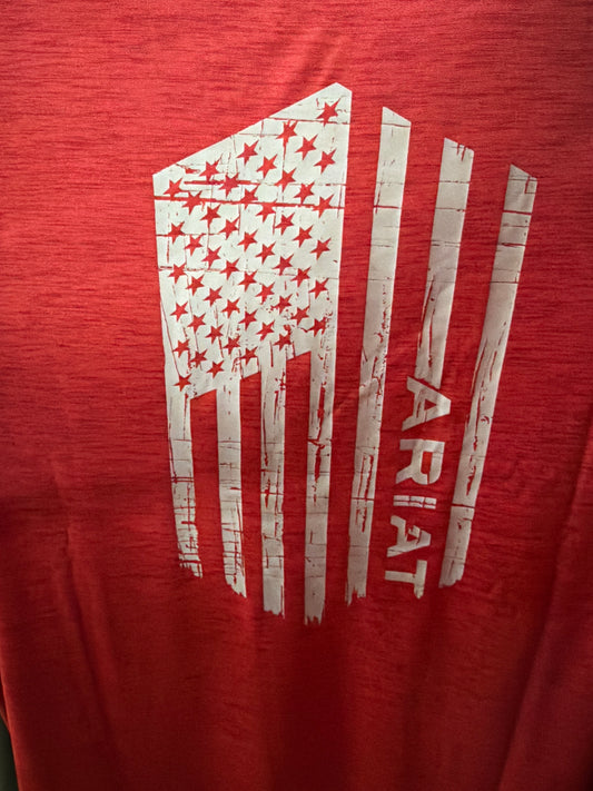 Ariat Charger Vertical Flag Red Tee