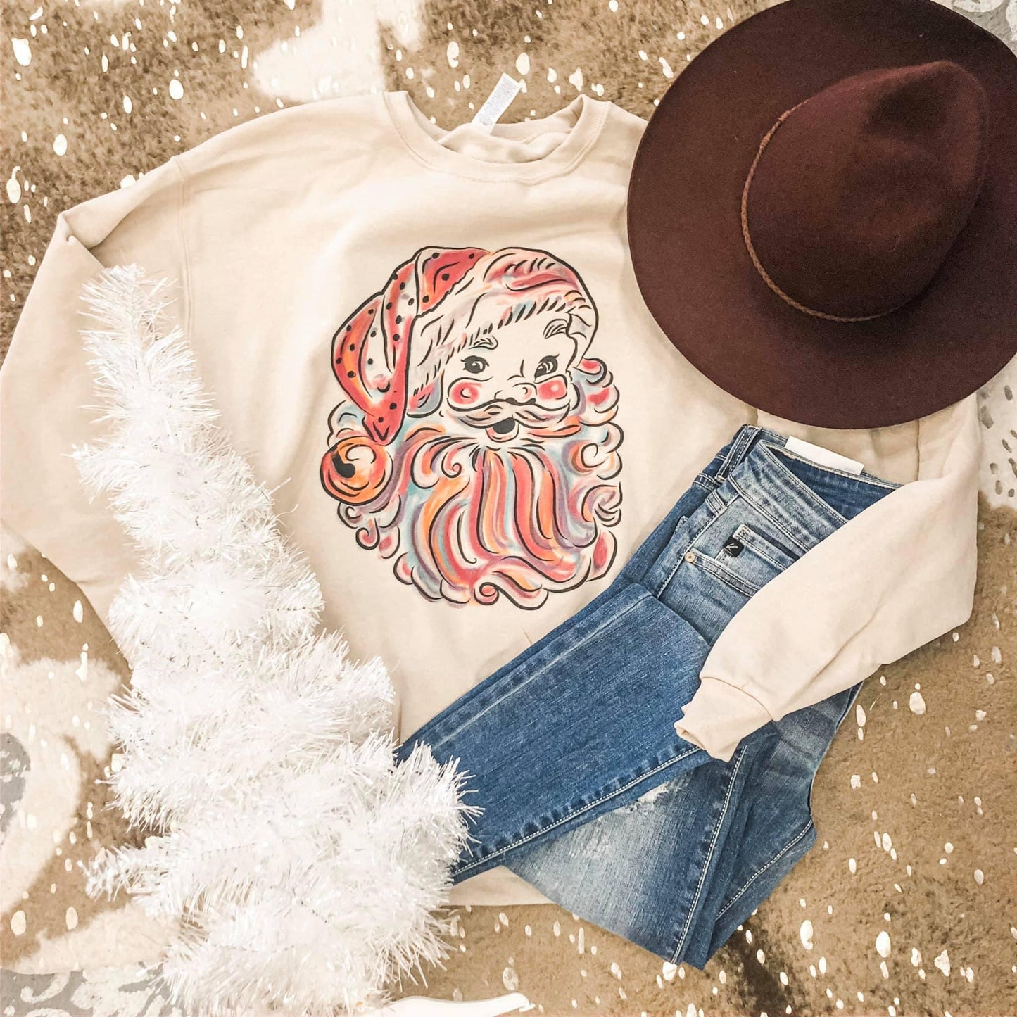Water Color Santa Crewneck