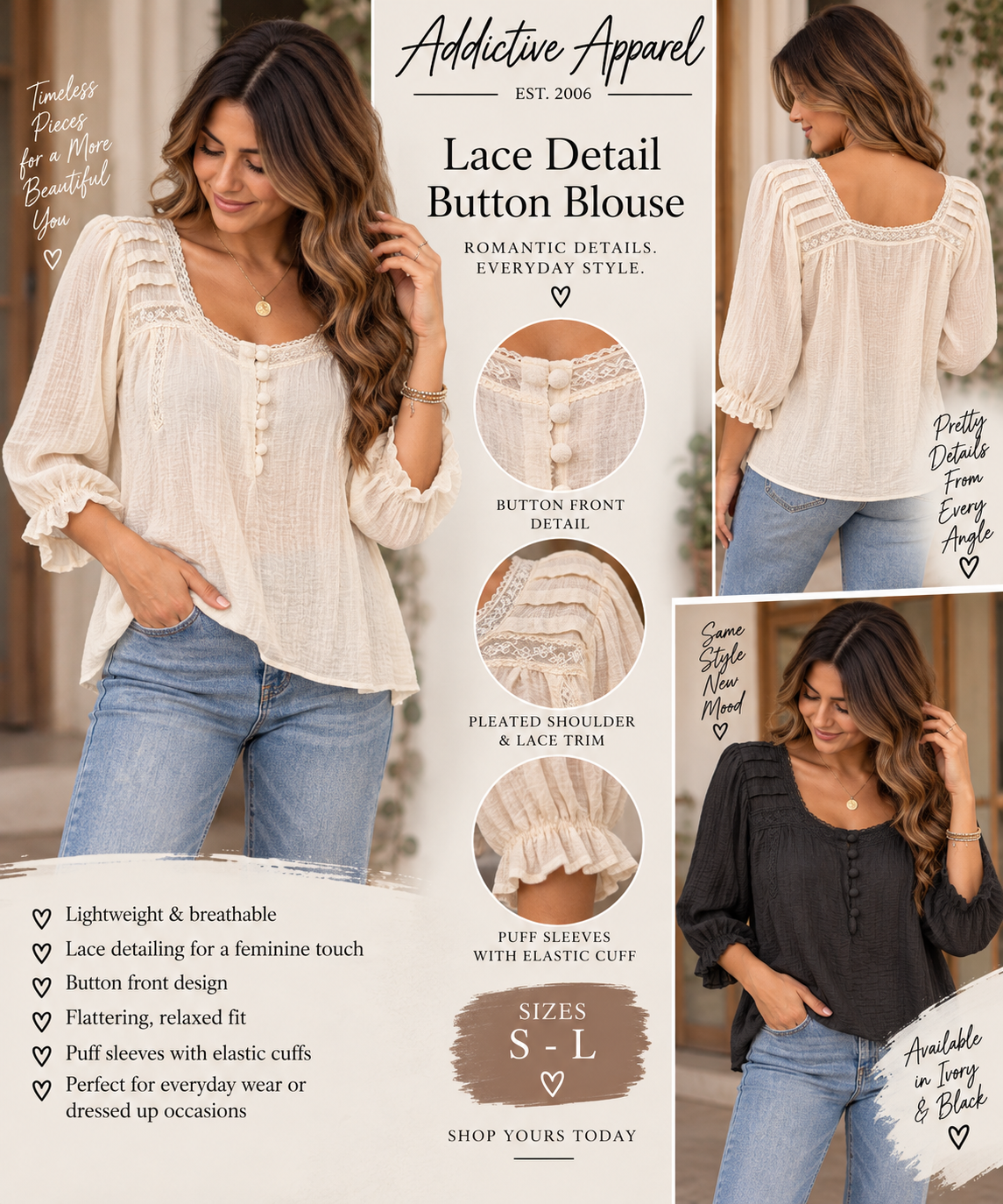 Whisper Lace Button Blouse