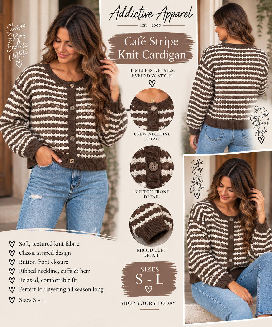 Cafe Stripe Knit Cardigan