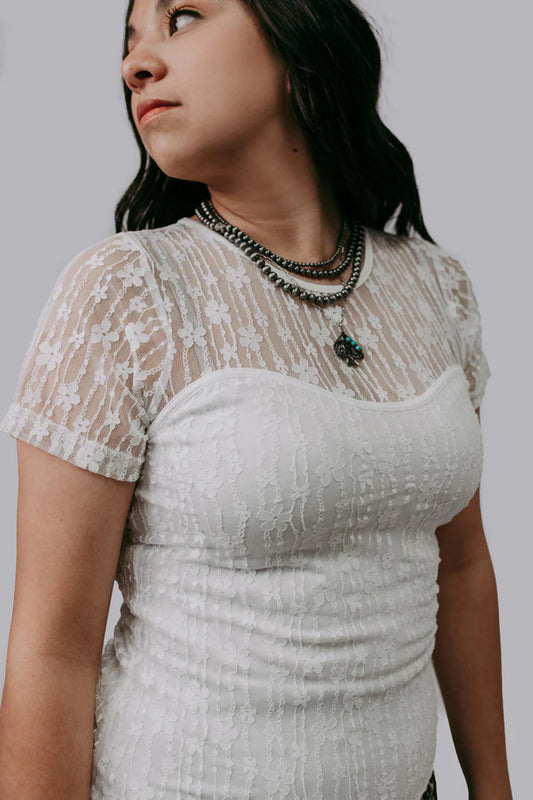 White Floral Lace Top