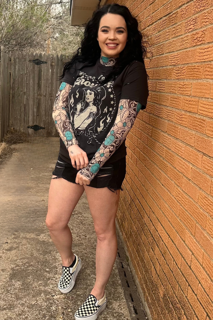 Tattoos On This Town Mesh Top