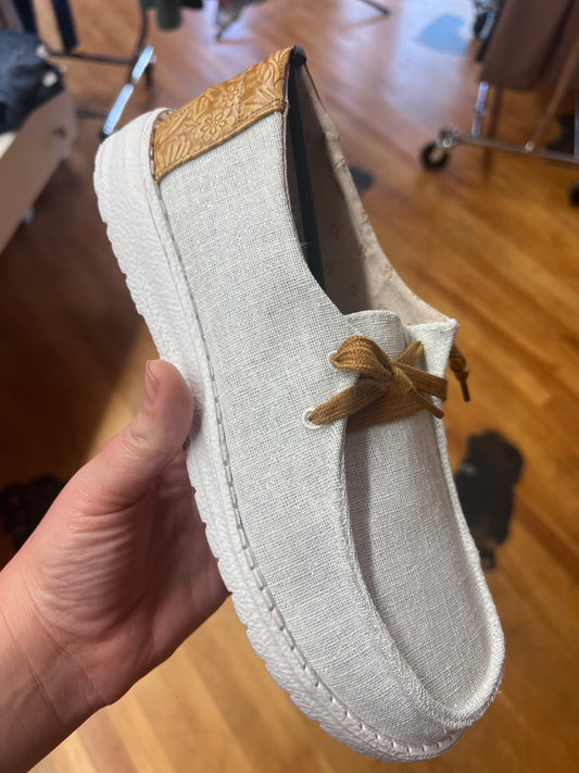 Spiral White Slip On Shoes