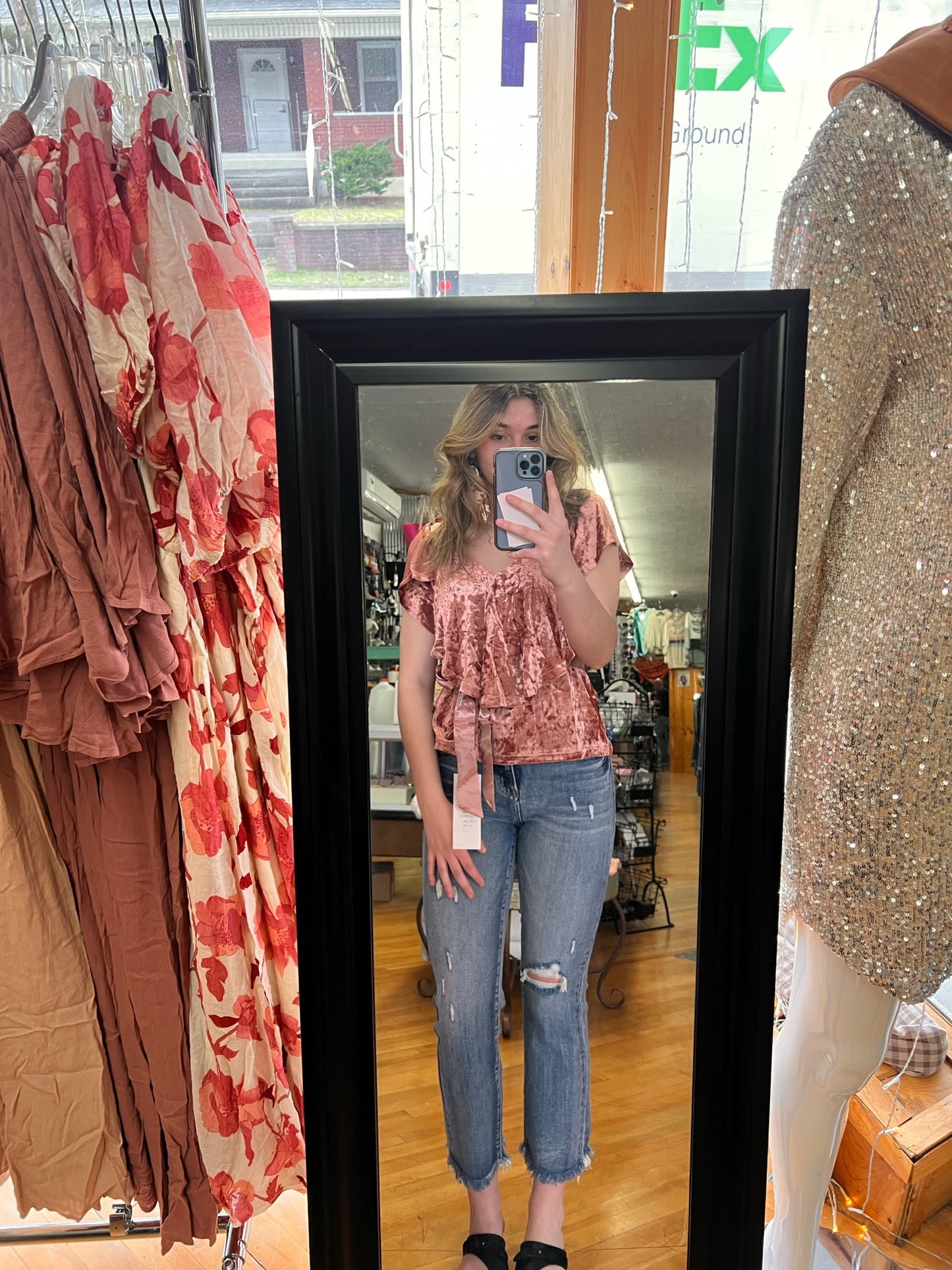 Cascading Velvet Top