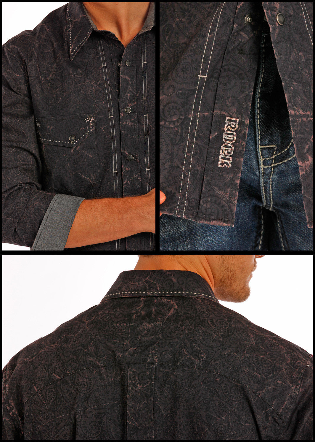 Paisley Long Sleeve Snap