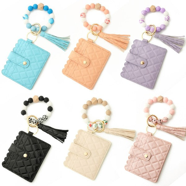 Silicone Bead Keychain Wallet