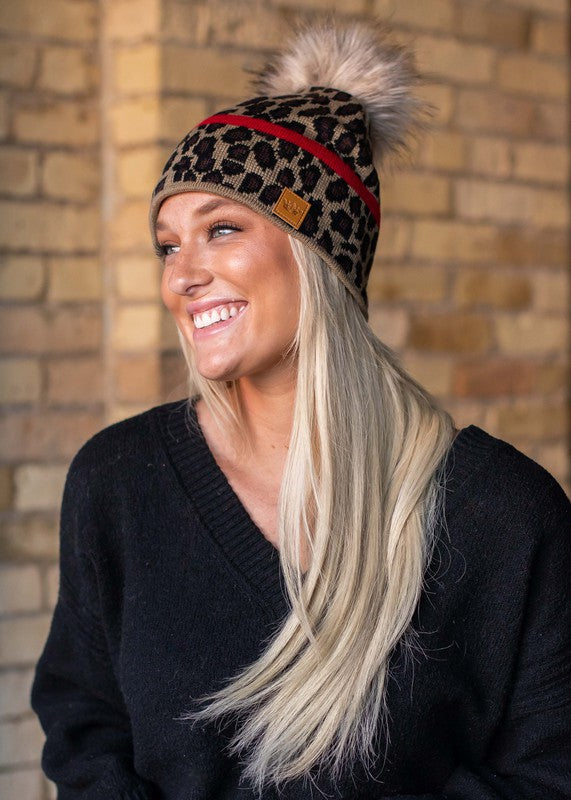 Leopard Stripe Knit Hat