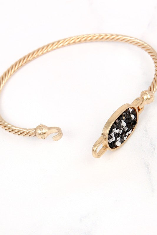 Rhinestone Oval Cuff Bracelet