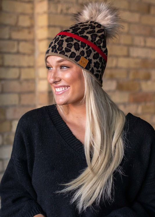 Leopard Stripe Knit Hat