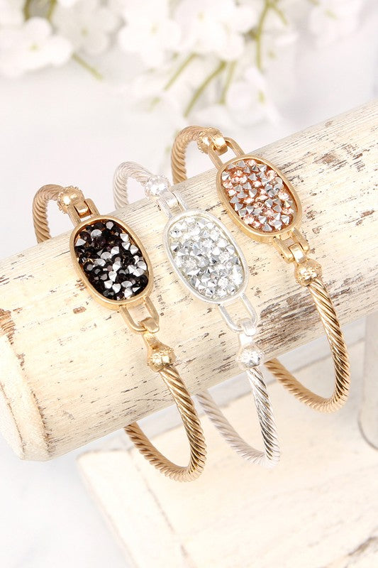 Rhinestone Oval Cuff Bracelet