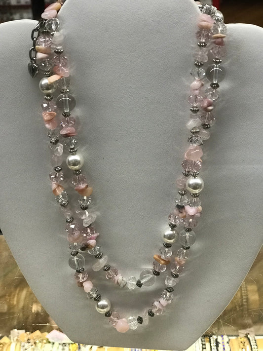 Stone pearl beaded necklace