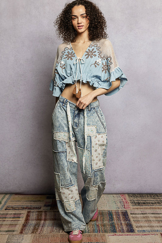 Spring Denim Mix Pants