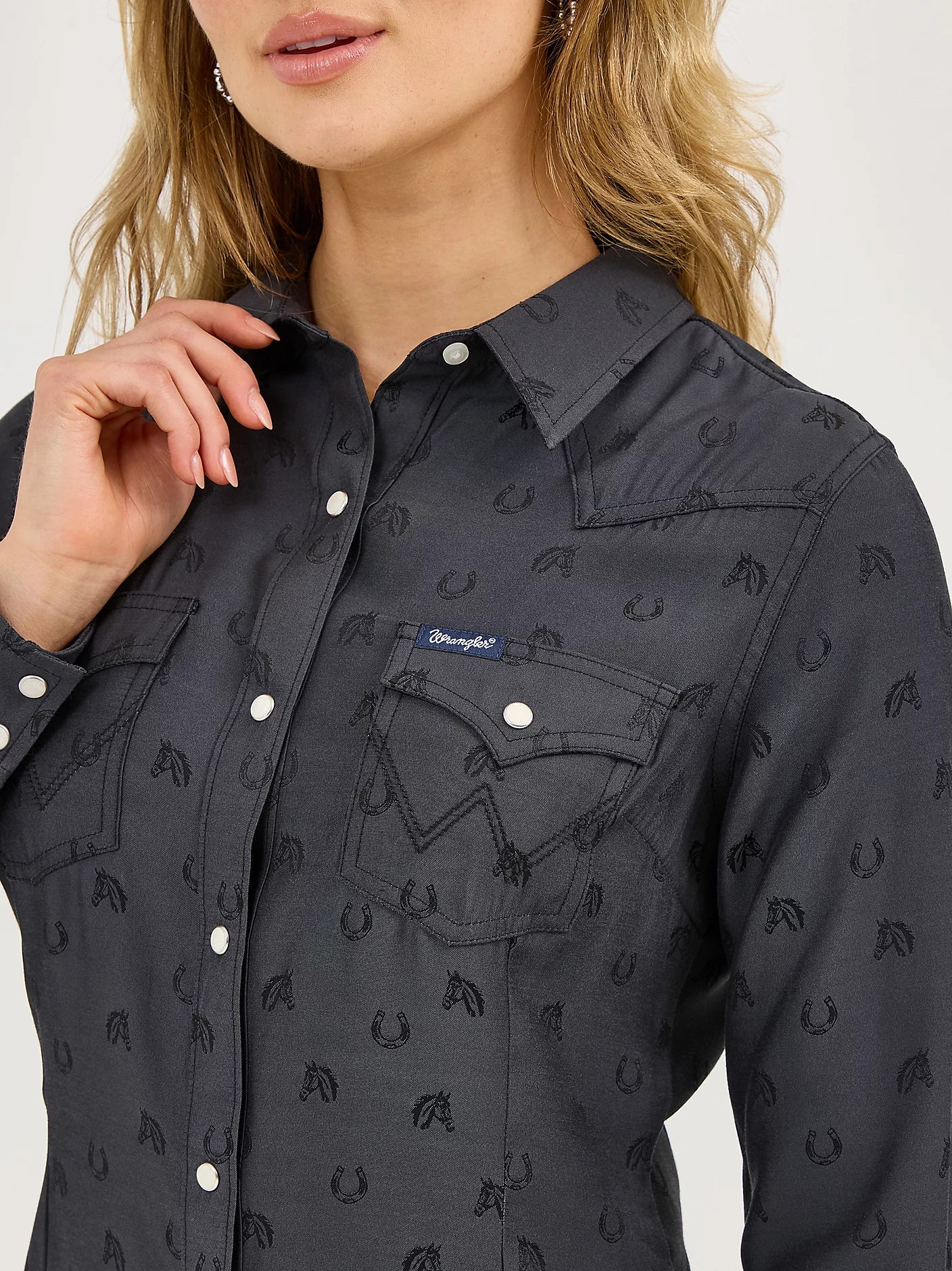 Subtle Black Horse Snap Shirt