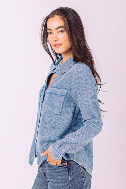 Denim Longsleeve Mineral Wash Top