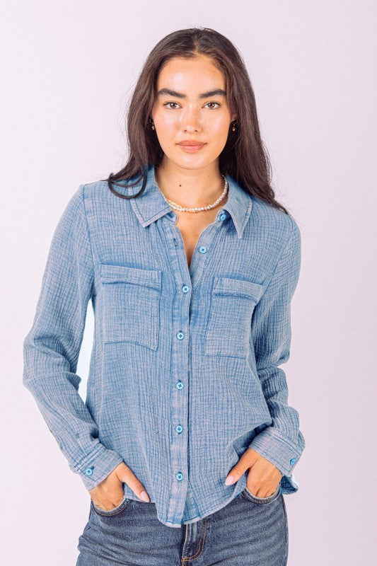 Denim Longsleeve Mineral Wash Top