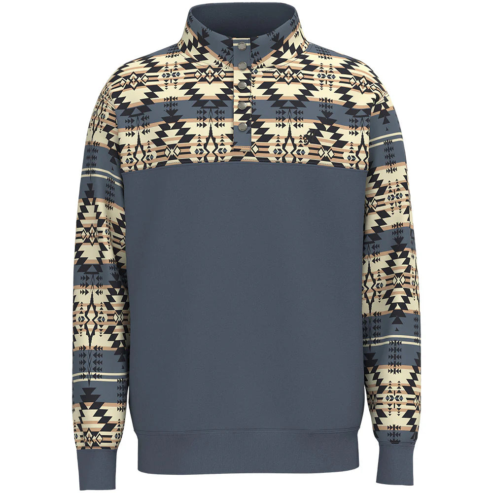 Stevie Grey Blue Aztec Pullover