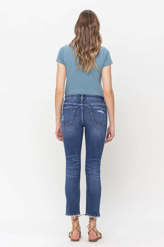 Readable Mid Rise Crop Slim Straight Jeans