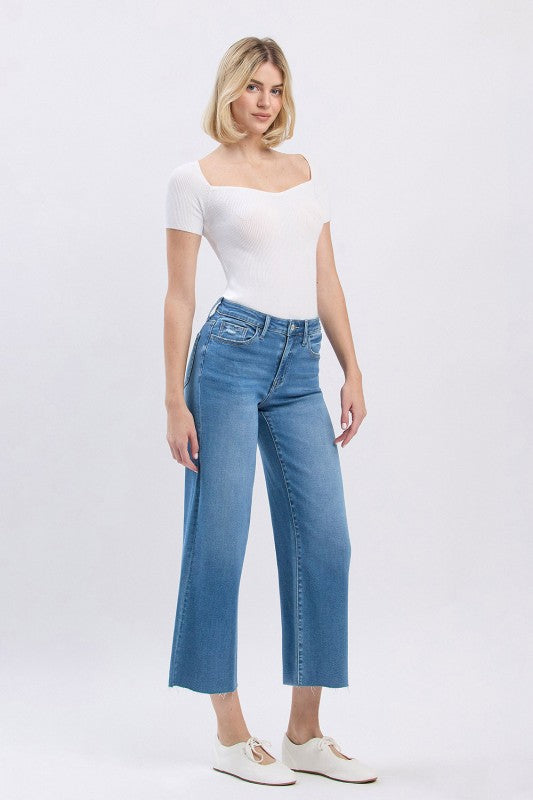 Right Crop Slim Wide Leg(l10)
