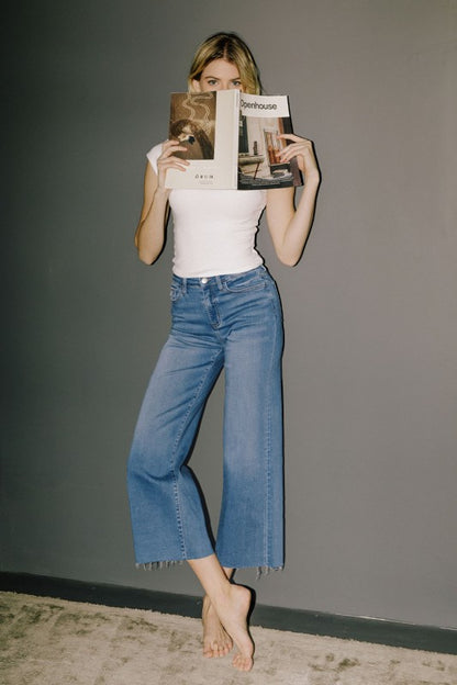 Right Crop Slim Wide Leg(l10)