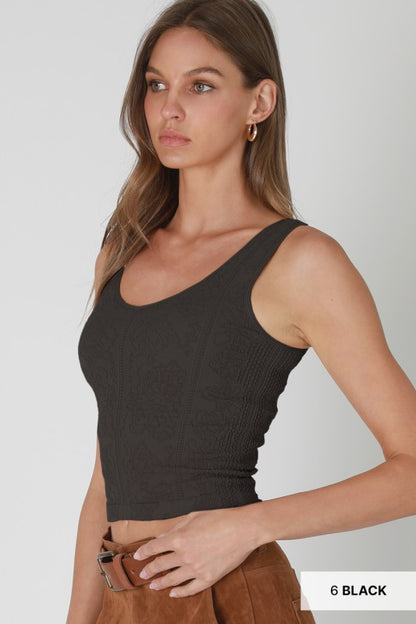Black Lace Textured Top