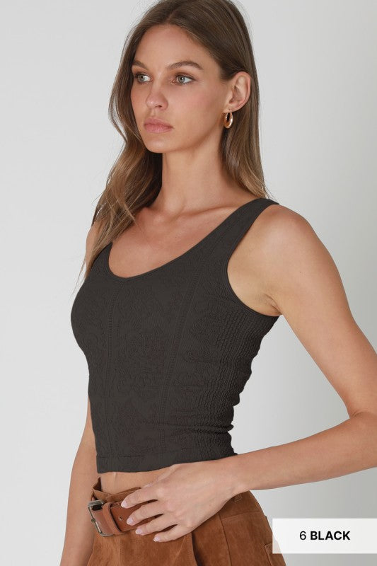 Black Lace Textured Top
