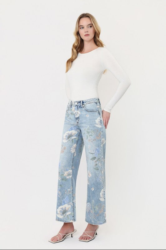 Floral Print Denim