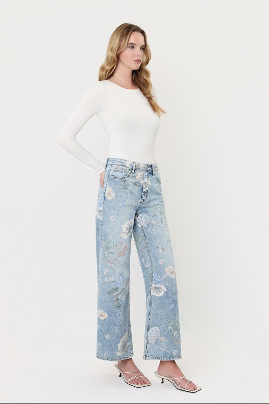 Floral Print Denim