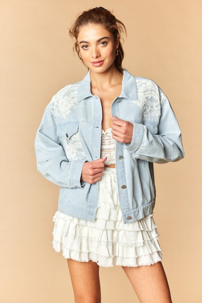 Lace Bow Denim Jacket