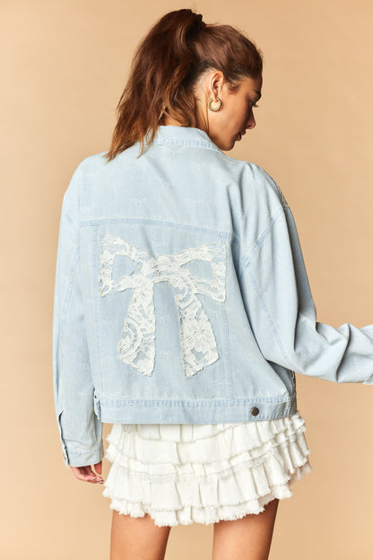 Lace Bow Denim Jacket