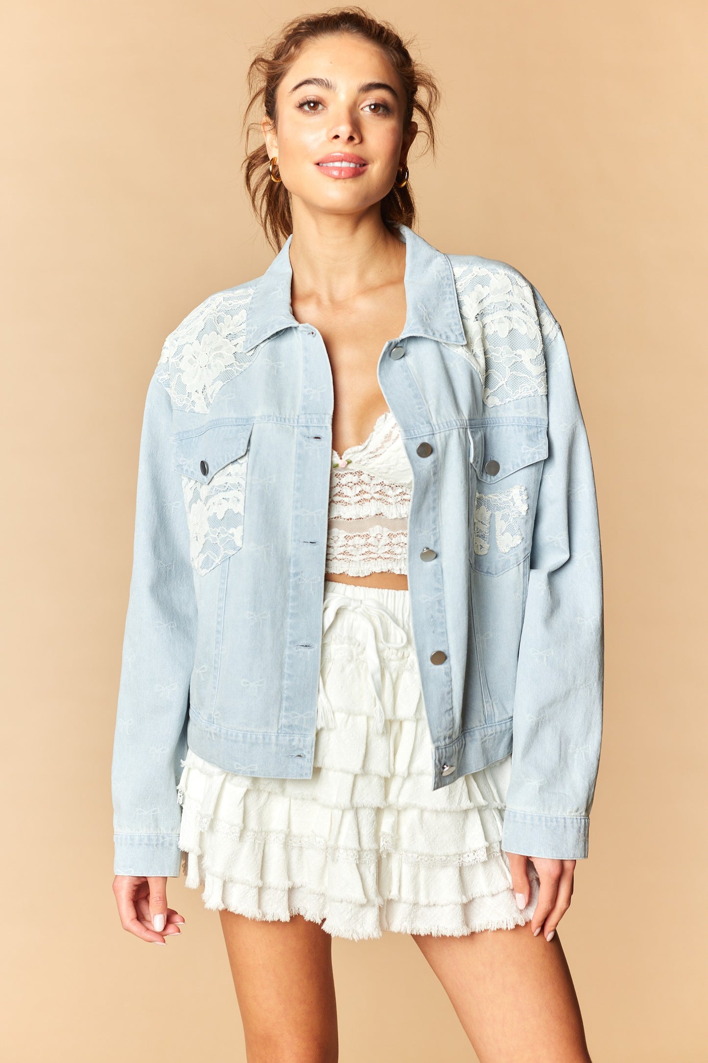 Lace Bow Denim Jacket