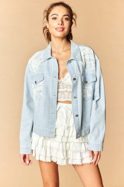 Lace Bow Denim Jacket