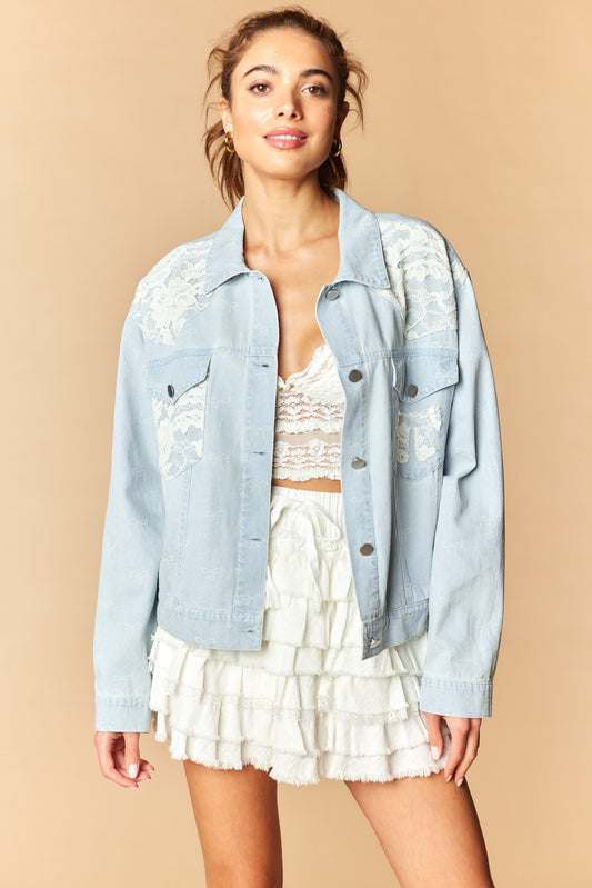 Lace Bow Denim Jacket