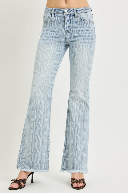 Geo High Rise Flare Jeans