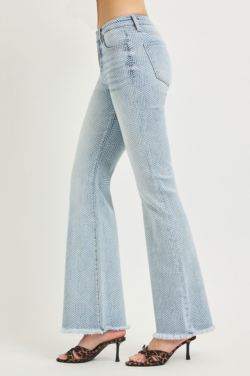Geo High Rise Flare Jeans