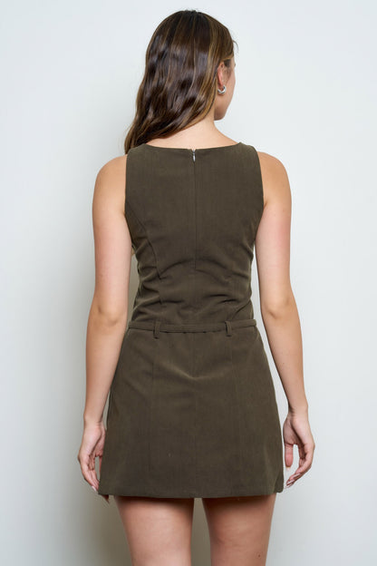 Olive Suede Mini Dress