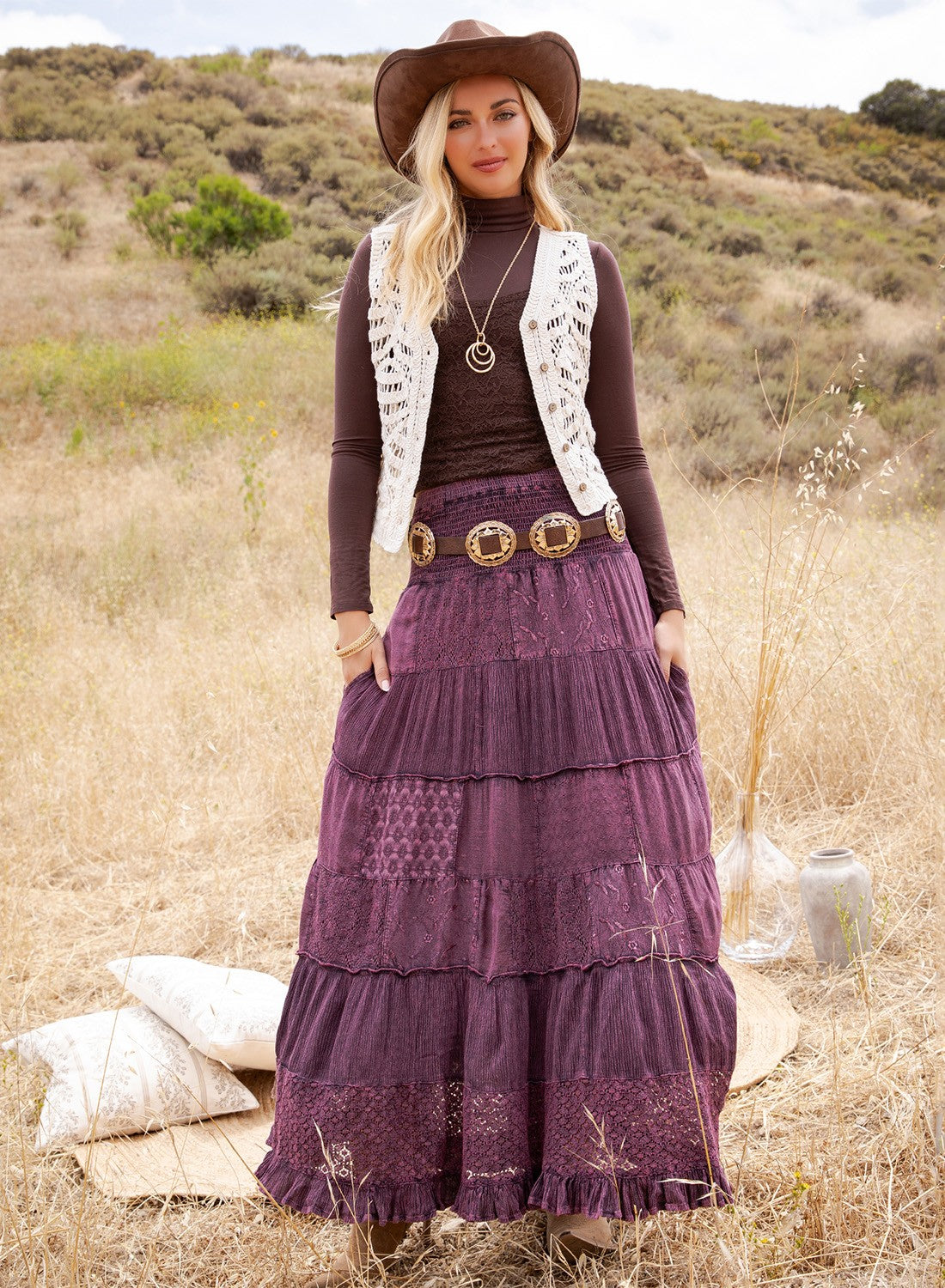 Plum Prairie Maxi Skirt