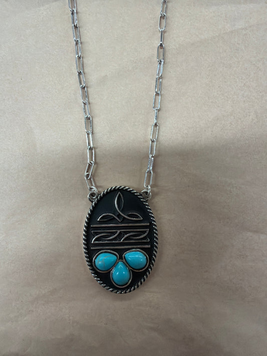 Boot Stitch Necklace and Earring Set
