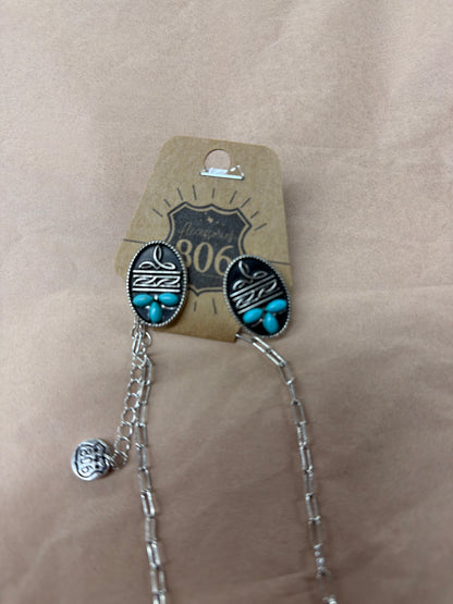 Boot Stitch Necklace and Earring Set