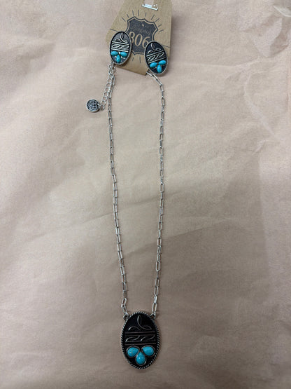 Boot Stitch Necklace and Earring Set
