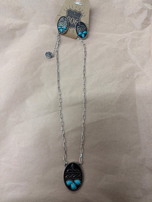 Boot Stitch Necklace and Earring Set
