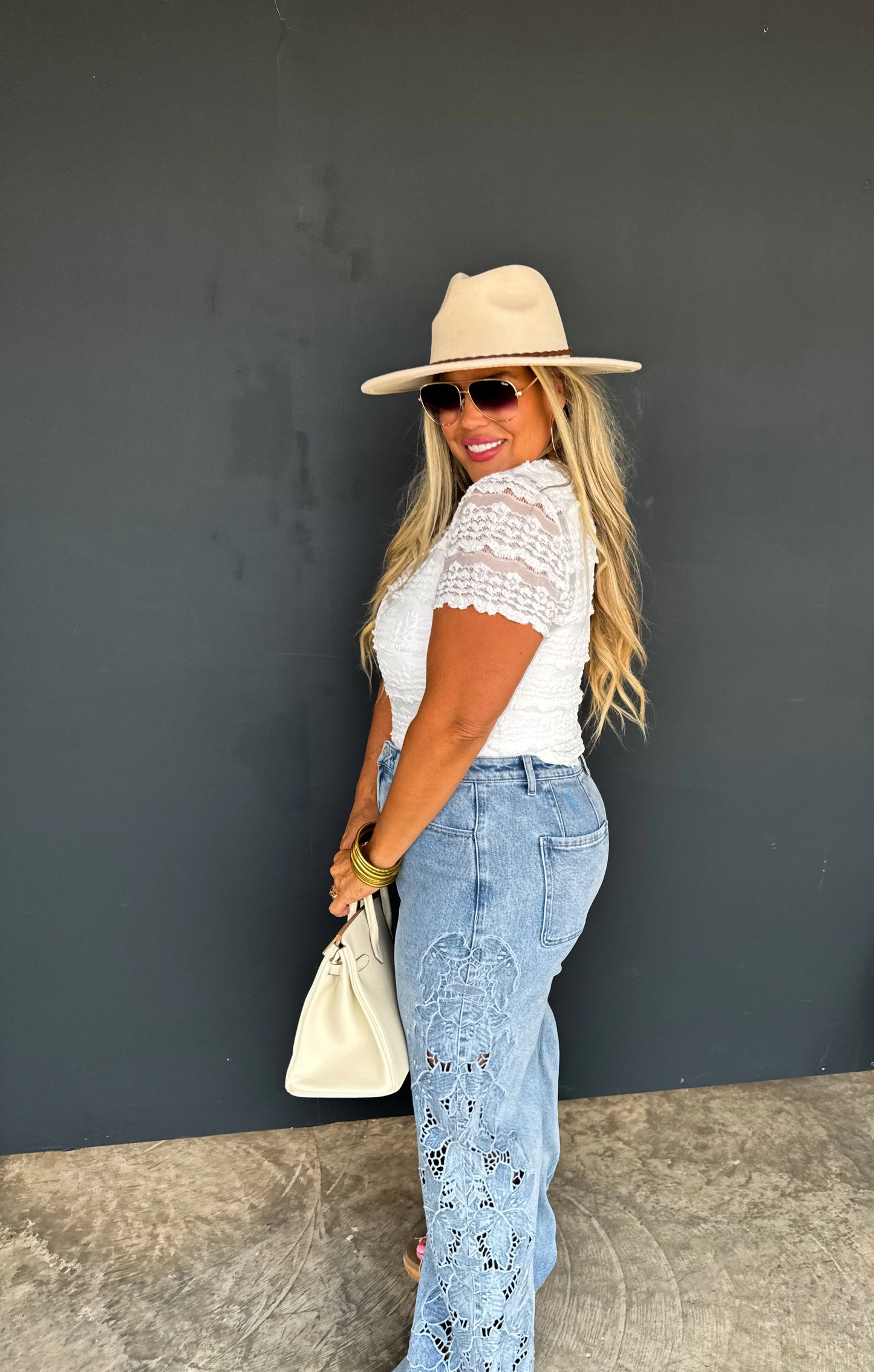 Floral Charm Wide Leg Jeans