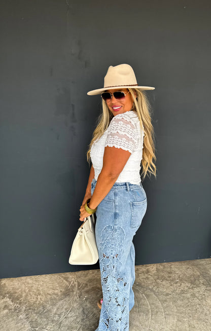 Floral Charm Wide Leg Jeans