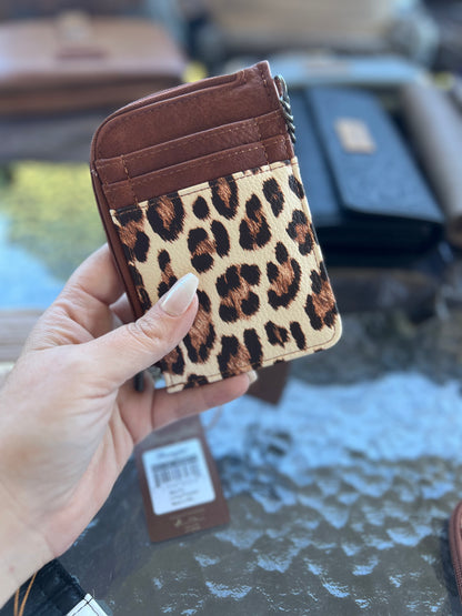 Wrangler Cow Print Mini Zip Card Case