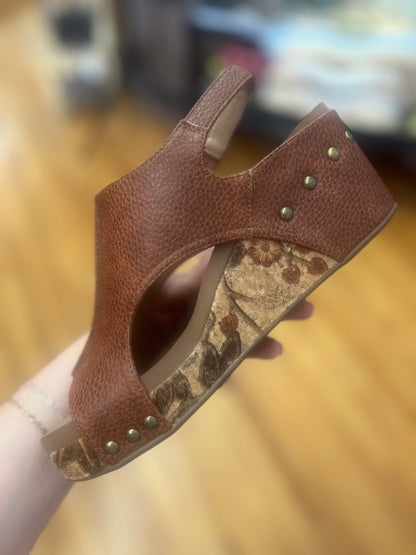 Corkys Carley Cognac Tumbled Wedge Sandal (3)