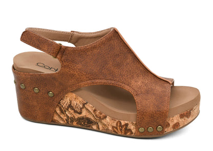 Corkys Carley Cognac Tumbled Wedge Sandal (3)