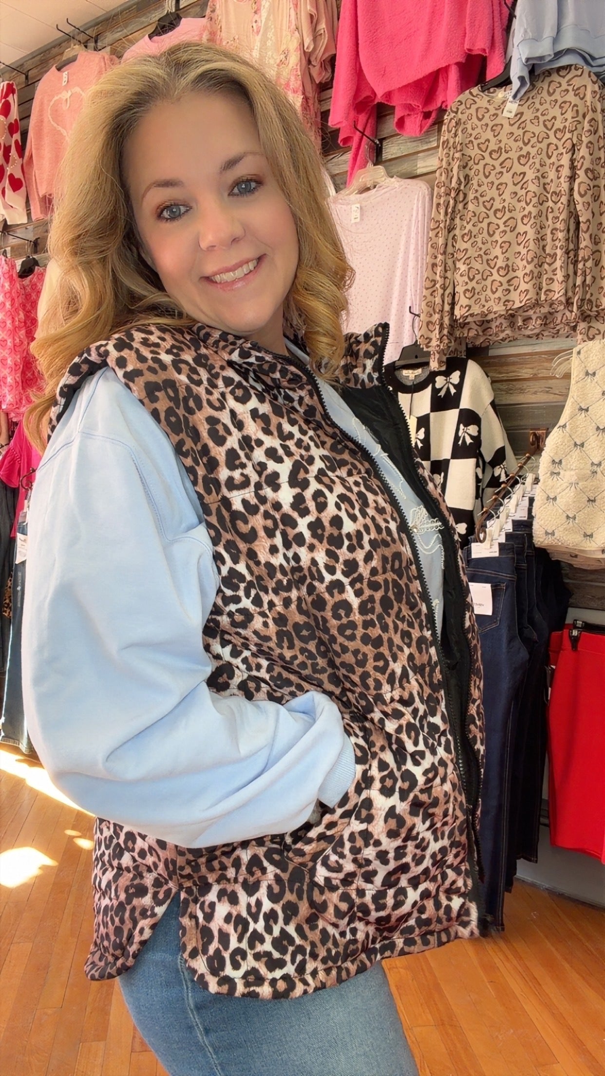 Leopard Quilted Puff Vest
