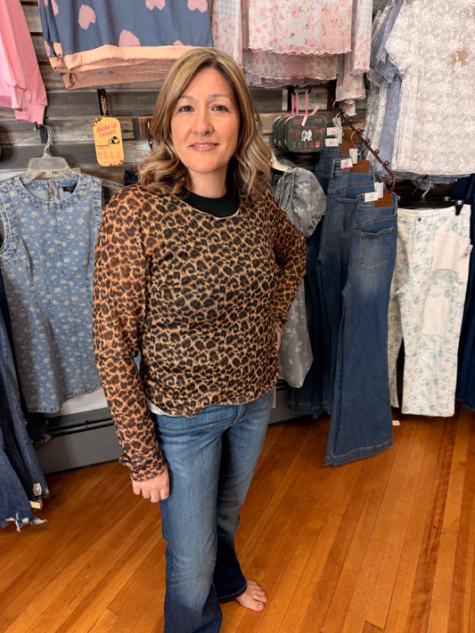 Leopard Mesh Long Sleeve