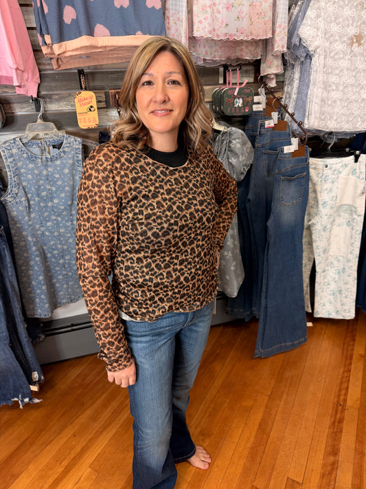 Leopard Mesh Long Sleeve
